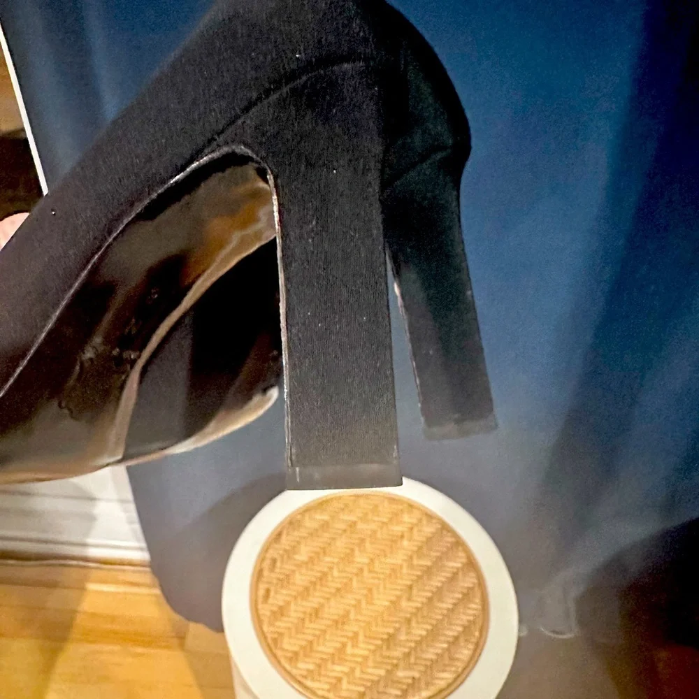 Yes St Laurent YSL Black Leather & Silk Faille Pumps - Sz 8N - Picture 7 of 11